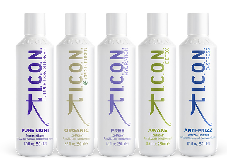 Gama completa de acondicionadores ICON products Acondicionador ANTI FRIZZ, AWAKE, CURE, INDIA, FREE, ORGANIC y PURE LIGHT de ICON
