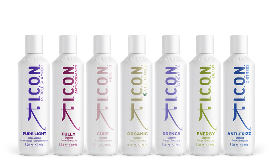 Gama completa de Champús ICON products champú ANTI FRIZZ, DRENCH, ENERGY, FULLY, Champú INDIA, champú Mr. Alfredo, champú CURE, Champú ORGANIC, Champú PURE LIGHT,Champú sólido Bar y PURIFY de ICON