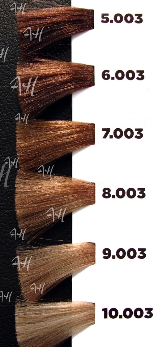 ICON ECOTECH NATURAL CALIDO: Castaño claro natural cálido 5.003, Rubio oscuro natural cálido 6.003, Rubio natural cálido 7.003, Rubio claro natural cálido 8.003, Rubio muy claro natural cálido 9.003, Platino natural cálido 10.003