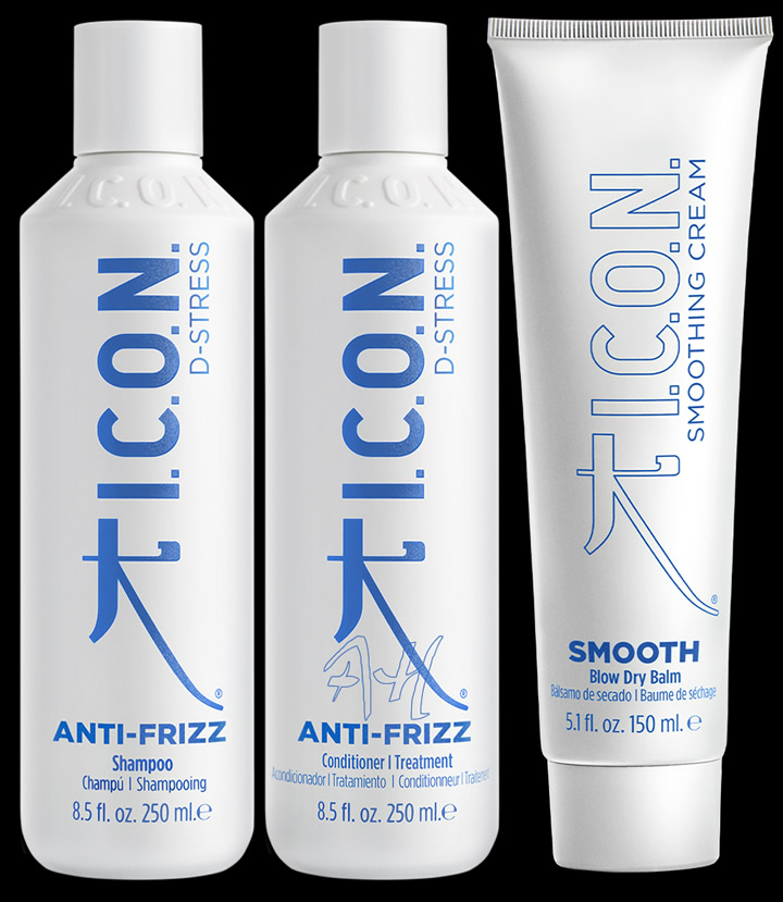 Pack ahorro anti encrespamiento de I.C.O.N. Pack ahorro:  Champú y Acondicionador ANTI FRIZZ + SMOOTH de ICON
