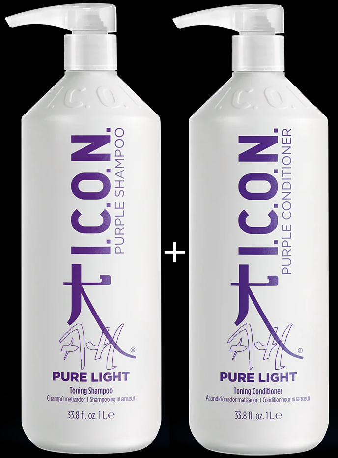 Pack ahorro -30% PURE LIGHT de litro de I.C.O.N. Pack ahorro: Champú + Acondicionador matizador violeta de ICON